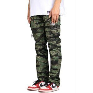 Hyper Denim Men’s Camo Cargo Pants Green Black XL EUC
